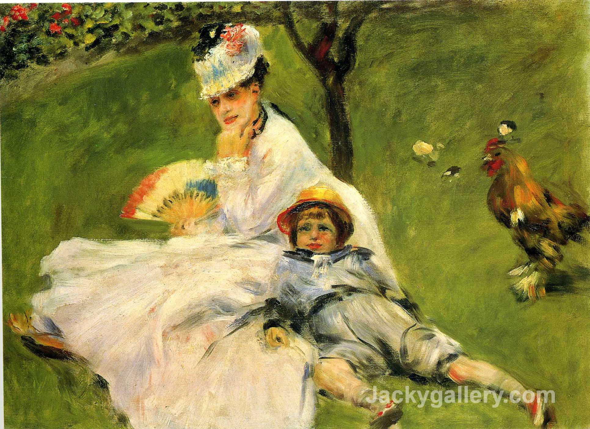 Camille Monet and Her Son Jean in the Garden at Argenteuil by Pierre Auguste Renoir paintings reproduction